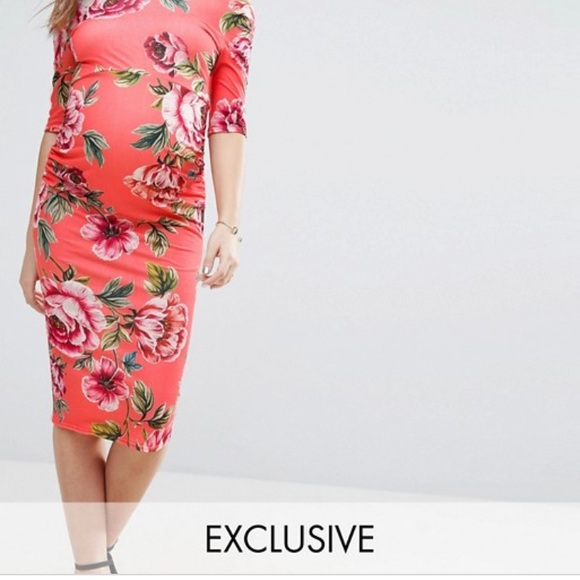 ASOS Floral Bardot Maternity Dress - Picture 8 of 8